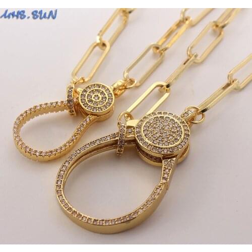 MHS.SUN Fashion Chunky Chain Necklace With Double Size AAA Zircon Buckle Pendant Charms Can Open Pendant Necklace Hotter Sale