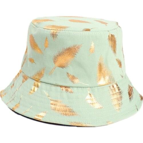 LDSLYJR Cotton Feather Print Bucket Hat Fisherman Hat Outdoor Travel Hat Sun Cap Hats for Men and Women 327