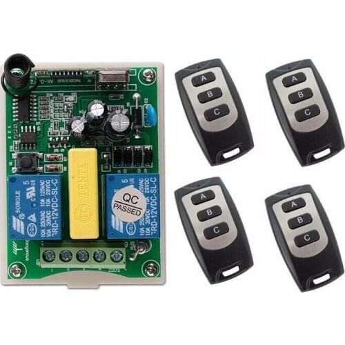 AC 220V 2 CH Wireless Remote Control Switch 1 * receiver + 4* transmitter Tubular motor ac motor and reversing garage door JRL-8