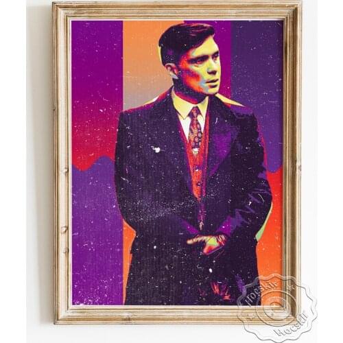 Thomas Shelby Virtual Character Poster, Cillian Murphy Actor Portrait Abstract Art Prints, Vintage Chic Wall Picture Home Decor