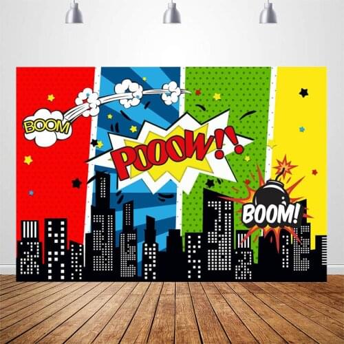 Superhero Party Background for Photography Boy Birthday Party Banner Super Hero Photo Booth Backdrops Decorations Props