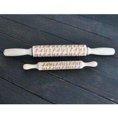 Embossing Rolling Pin Engraved with cats for embossed cookies engraved rolling pin