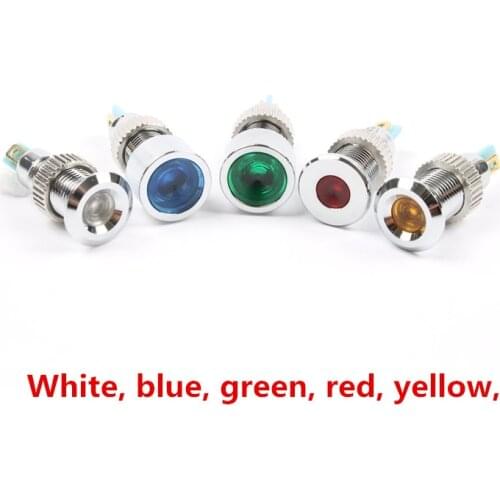 LED metal indicator light signal hole 10MM highlight work waterproof power supply lamp 12V24V220V modification