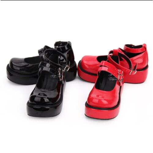 Fresh and soft girl shoes cute Japanese wild Lolita students round head thick-soled sponge cake Lolita shoes cos goth shoes R