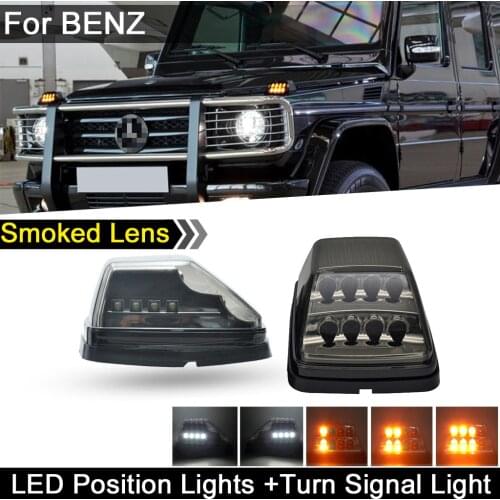 For Benz G-Class W463 G500 G55 AMG G550 Smoked Lens Front Wing LED Corner Light Dynamic Amber Turn Signal Lamp Position Lights