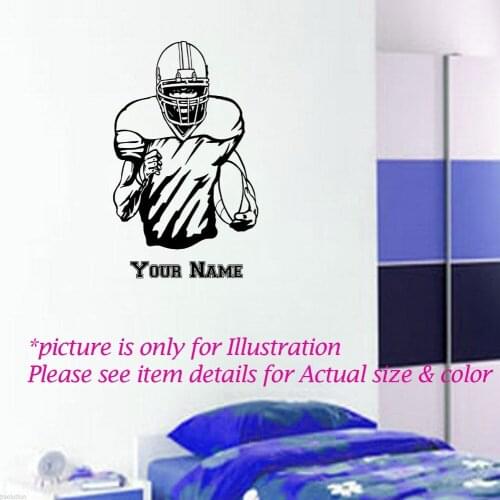 Rugby Player Vinyl Wall Stickers American Football Wall Art Personalised Name Wall Decal For Kids Room Boy Bedroom Mural JW171