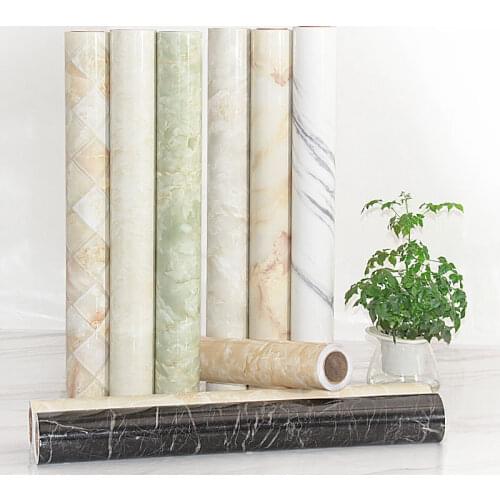 Wokhome Vinyl Self Adhesive Wall papers Marble Wallpaper Contact Paper Wall Bathroom Kitchen Furniture Renovation Sticker