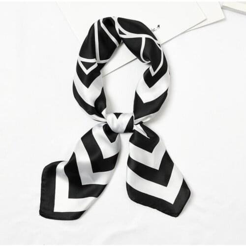 Yishine New Fashion Silk Scarf Women Stripes Prints Multifunctional Square Scarves Foulard Wrap Small Hijab 70x70cm