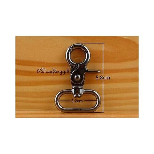 Lobster Clasps Clips Claw purse hooks Swivel snap hook gunmetal 32 mm 6pcs J17