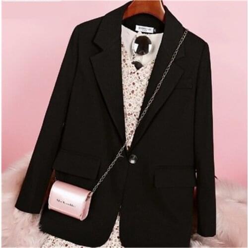 2021 Spring Autumn Black Office Blazer Jacket Womens Slim Long Sleeve Short Coat Single Button Female Casual Outwear Blazers