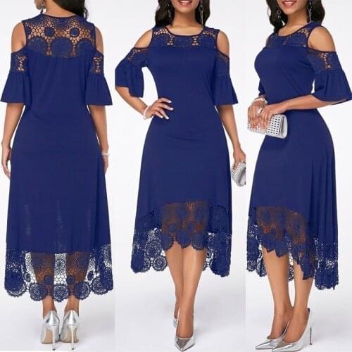 Autumn Summer Dress Women 2020 Casual Plus Size Slim White Lace Maxi Dresses Elegant Vintage Sexy Off Shoulder Long Party Dress