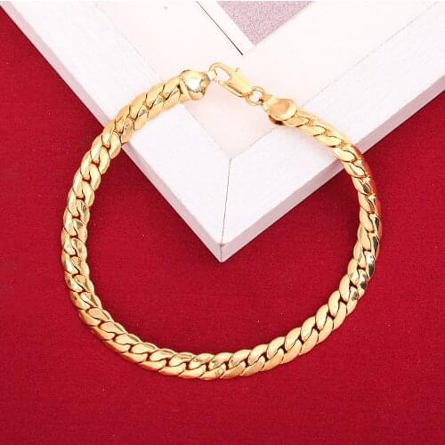 Gold Color Bracelet Men Women Jewelry Gift Trendy Chunky Gold Snake Bracelet Wholesale