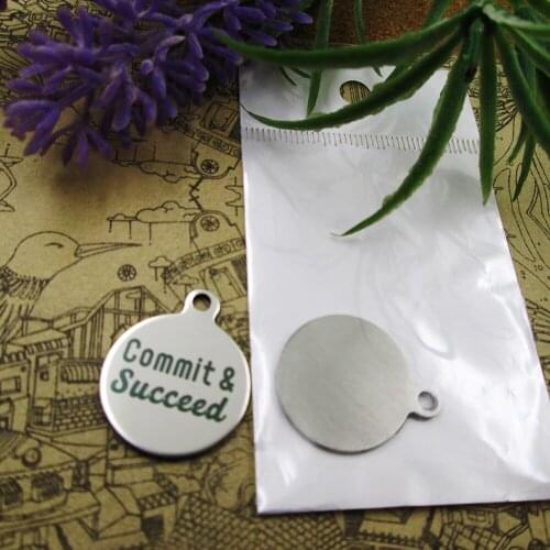 20pcs--"Commit & Succeed"stainless steel charms 5 styles for choosing DIY Charms for necklace bracelets