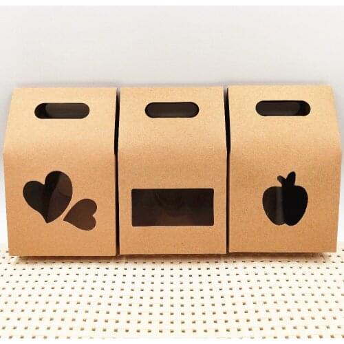 25pcs 10x6x16cm Kraft Paper Candy Fashion Jewelry Box For Storage Food Chocolate Cakes Earrings Wrapping Packing Stand Up Bags