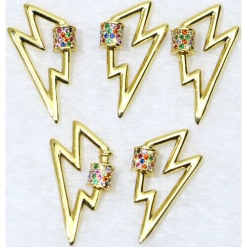 3 Pcs Gold Flash Buckle colorful zircon clasp jewelry Accessories for jewelry making With Gold color chain necklace lady