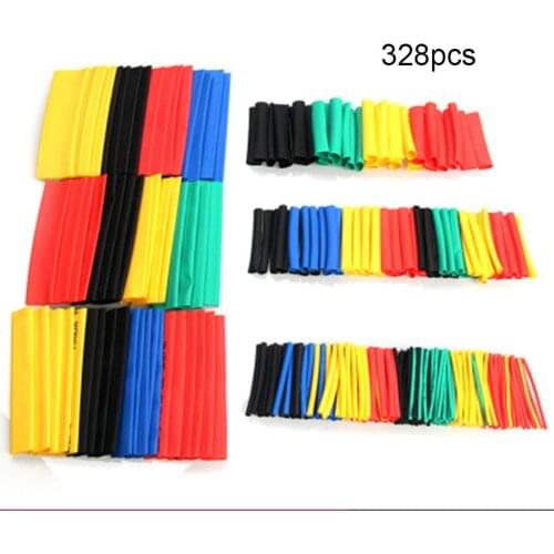 328PCS shrinkable tube Heat Shrink Tubing Black 2:1 Assortment Car Cable Sleeving Wrap Wire Kit Useful cable Electrical Tube