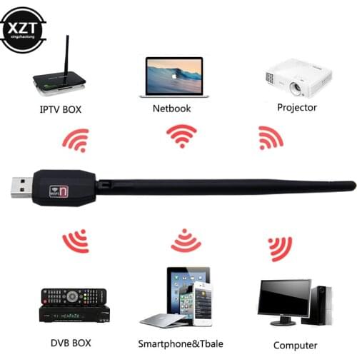 150Mbps 5dBI Wireless Network Card Wifi USB Adapter Wi-Fi Dongle MT7601 Mini Receiver 802.11b/n/g Free Driver Ethernet for PC