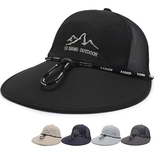 Unisex Adjustable Big Brim Baseball Cap Women Men Summer Outing Breathable Sun Hat Trucker Hats Quick-Dry Sports Caps for Adult