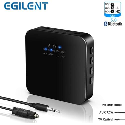 Bluetooth Audio Transceiver Adapter 3.5mm AUX RCA Jack Hifi Wireless Adapter & Microphone Handsfree Call for Car home stereo TV