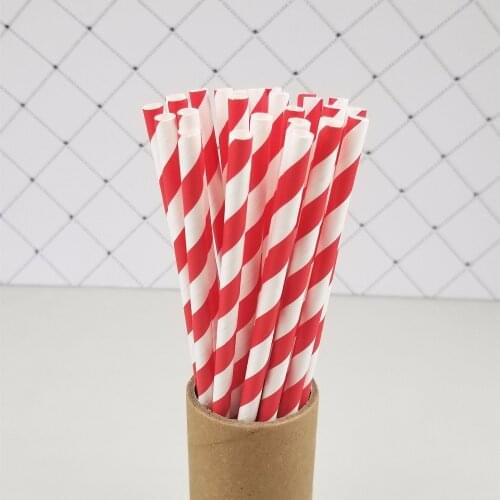 Drinking Paper Straws Red Stripe Straw Baby Shower Decor Gift Party Event Supplies Wedding Supply Christmas Decoration 25pcs