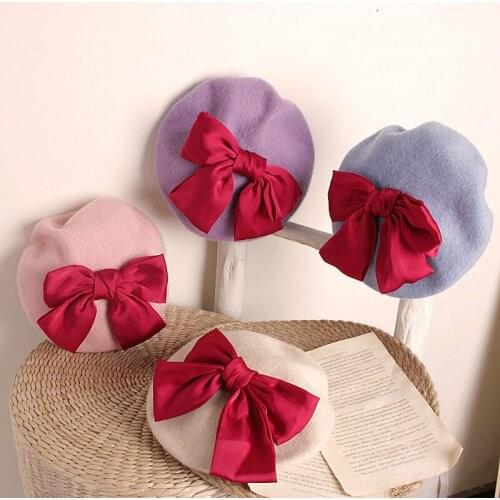Princess Kids Girls Caps Berets 2021 Fashion New Lovely Beanies Hats Spring Autumn Winter Toddler Girls Hats with Cute Bowknot