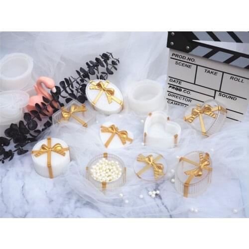 DIY Epoxy Mold Silicone Bowknot Storage Boxes Gift Box mould Love Heart Square Round Oval Stripe