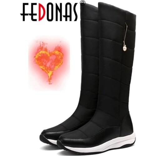 FEDONAS 2020 Winter Warm Fashion Genuine Leather Womens Boots Newest Comfortable Wedged Shoes For Women Party Shoes Woman