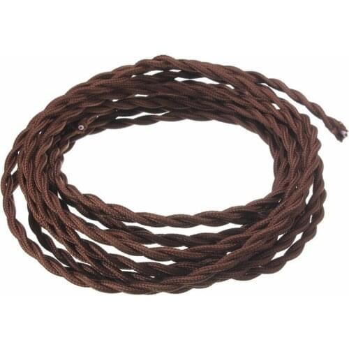 Coffee 2*0.75mm Vintage Twisted Electrical Wire Textile Cable Edison Vintage Lamp Cord Braided Retro Pendant Light Lamp Wire