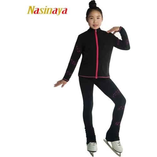 Customized Figure Skating Suits Jacket and Pants Long Trousers for Girl Women Training Patinaje Ice Skating Warm Gymnastics 6