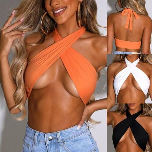 Cross Halter Crop Top Women Sleeveless Backless Cami Top Hollow Out Sexy Bralette Tops For Women Summer 2021 майка женская