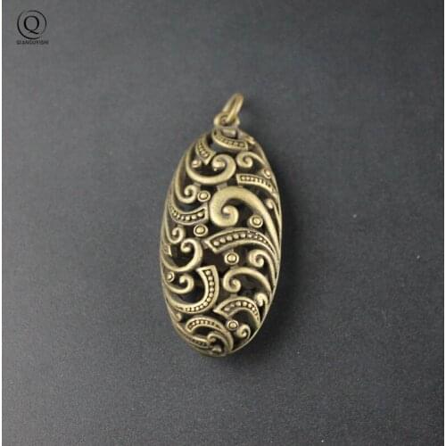 Brass Hollow Out Best Peanut Key Chain Pendant Vintage Solid Copper Car Keychain Hangings Jewelry Fashion Lady Keyrings Pendants