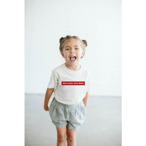Summer Kids Tshirt More Love Letter Print Baby Boys and Girls White Tops Clothes Harajuku Cool Clothing Funny Childern T-shirt