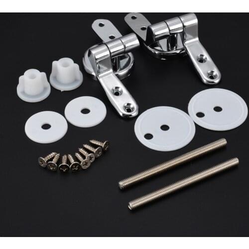 Mayitr Alloy Replacement Toilet Seat Hinges Mountings Set Chrome with Fittings Screws For Toilet Accessories