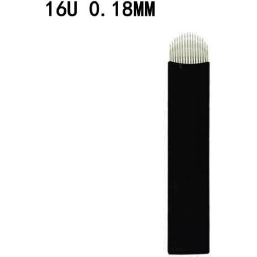 Microblading hand tool stainless steel 16U Shape blade eyebrow tattoo manual pen blade for tattoo makeup 50pcs