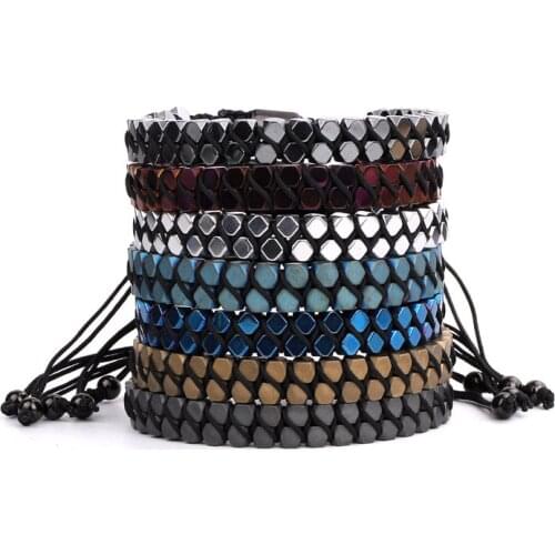 New mens bracelet 2020 fashion bead hematite handcraft men women jewelry macrame bracelet gift