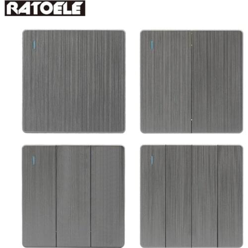 Wall Switch Plastic Big Panel Imitating Metal Brushed Gray Modern Style 10A 250V Rocker Switch