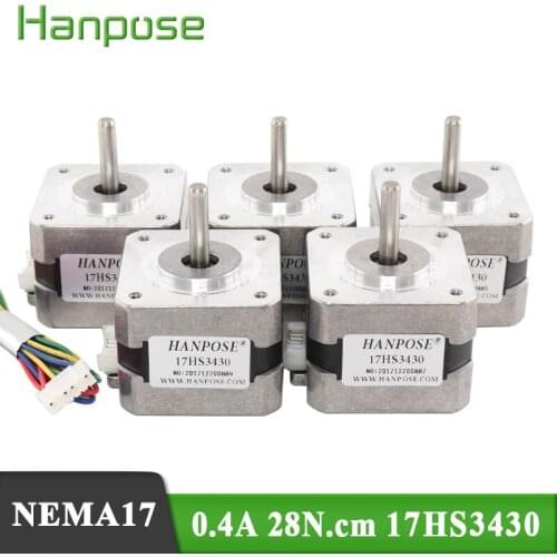 Nema17 Stepper Motor 42 Series motor 42BYGH 0.4A 34mm 17HS3430 motor 4-lead for 3D printer CNC 5pcs