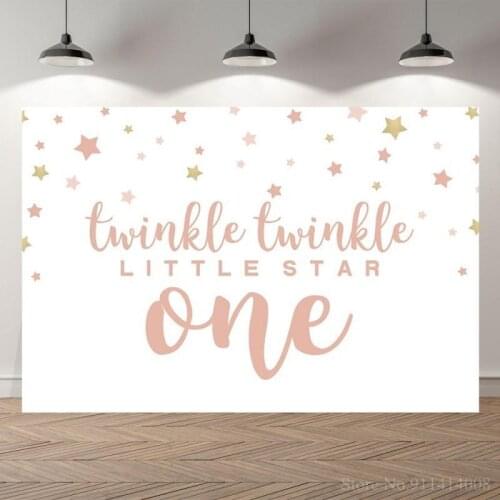 Twinkle Glitter Little Stars One Birthday Photo Background Newborn Baby Shower Kids Birthday Photography Backdrop Photo Studio