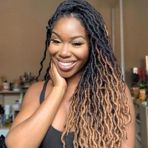 Prettyplus 18 Inches Crochet Faux Locs Synthetic Hair Soft Curly Goddess Nu Locs Dreadlocks Hair Extension For African Women