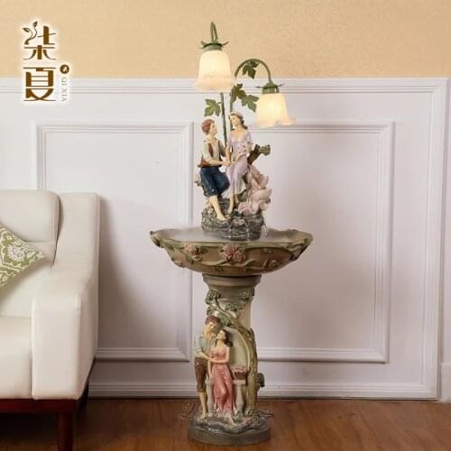 Seven European summer indoor water fountain water decoration room humidifier Home Furnishing creative lamp decorations