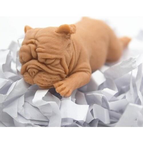 Bulldog chocolate cake ice cube mold gypsum aromatherapy plaster craft decorating mould DIY 3D Dog Soap Silicone Molds