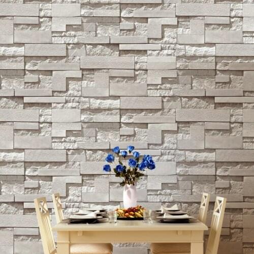 Modern Stacked brick 3d stone wallpaper roll grey brick wallpaper wall background wallpaper for living room pvc vinyl wall paper
