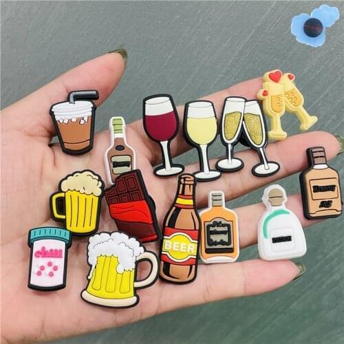 New Arrival 1pcs PVC Glass Beer Shoes Accessories Garden Shoe Decorations Fit Croc Jibz Charm Kids Holiday Present