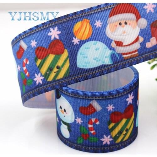 YJHSMY G-18925-1173,10 yards,38 mm Christmas Ribbons Thermal transfer Printed grosgrain,Holiday decoration DIY materials