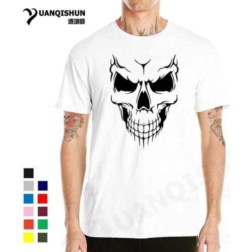 YUANQISHUN High Quality T-shirt Cool Skulls Tshirt Short Sleeve T Shirt Casual Cotton Tee Shirt Men Skull Head Print Top Hip Hop
