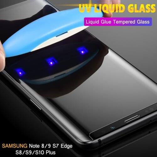 UV Screen Protector Tempered Glass Film For Samsung S7 S8 S9 Plus S10 Edge Note 8 9 S10e Full Glue UV Scree Film Protector Glass