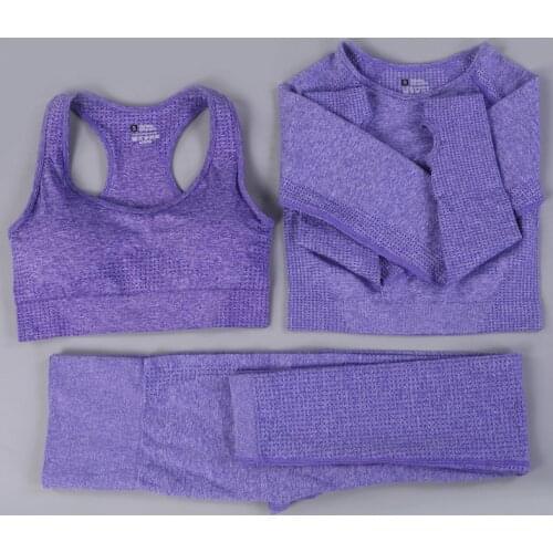 Women Seamless Yoga Set Long Sleeve Crop Top Shirts High Waist Fitness Leggings Women Push Up Workout Sports Suits Gym Clothing