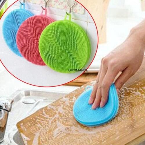 Kitchen Accessories 1Pc Silicone Magic Cleaning Brushes Washing Fruit Brush Insulation Tool Pad Pot Bowl Cleaner Kitchen Gadgets