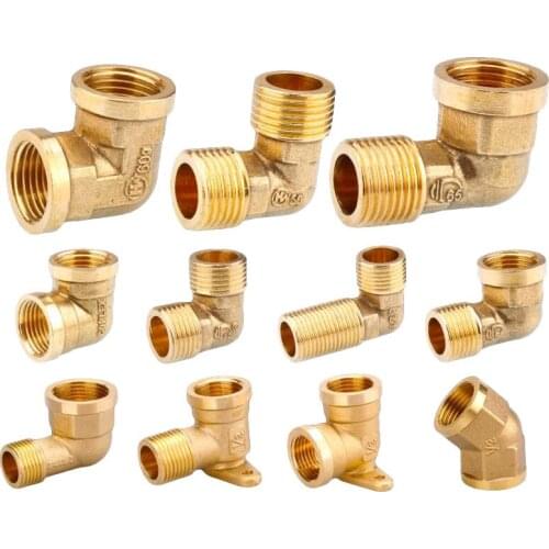 1 Pcs 90 Deg Elbow Female Male Thread Brass Copper 1/8" 1/4" 3/8" 1/2" Inner Outer Wire Water Pipe Fittings Connector Adapter