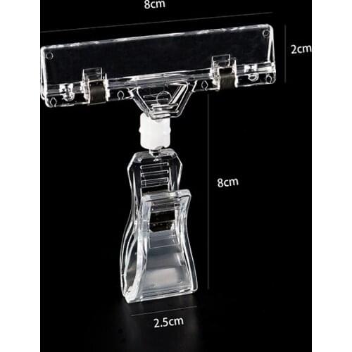 10pcs Clear POP Merchandise Plastic Sign Paper Card Display Price Label Promotion Small Clips Holders